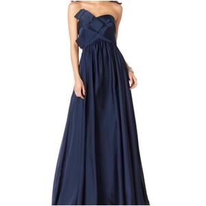 JS Collections Strapless Ribbon Bow Maxi Dress Satin Formal Wedding Guest Gown